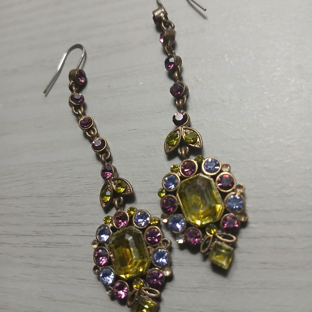 Elegant VINTAGE Multicolor Drop Earrings.. - Picture 12 of 14